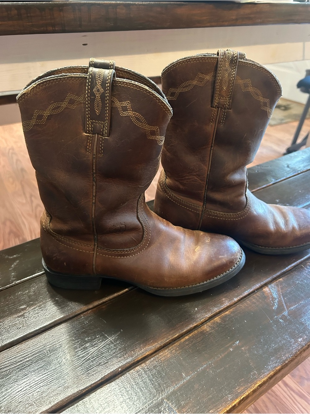 Ariat Brown Leather Mens Western Pull-On Boots